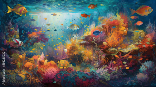 海底の生命と美しさ No.005 | Underwater World: Vibrant Colors of Coral and Fish Generative AI