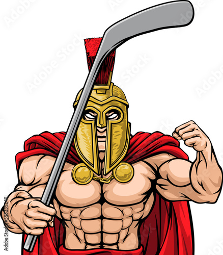 A trojan or spartan man ice hockey sports team cartoon mascot