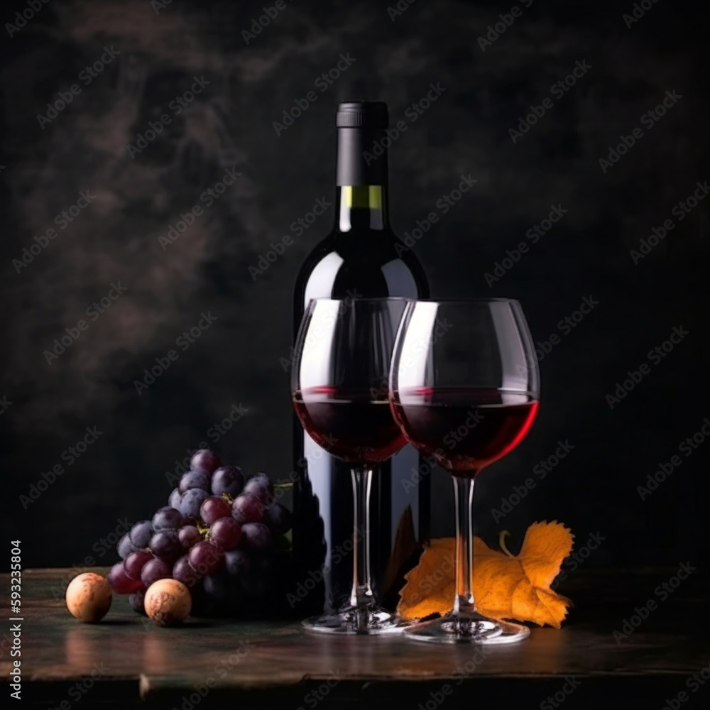 Red Wine Bottle And Glasses