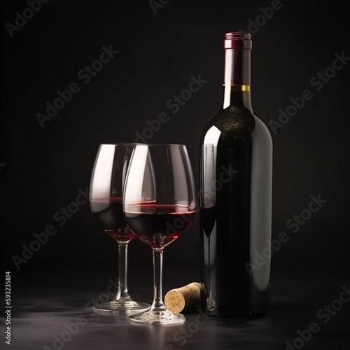 Red Wine Bottle And Glasses
