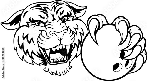 A tiger ten pin bowling ball animal sports team mascot
