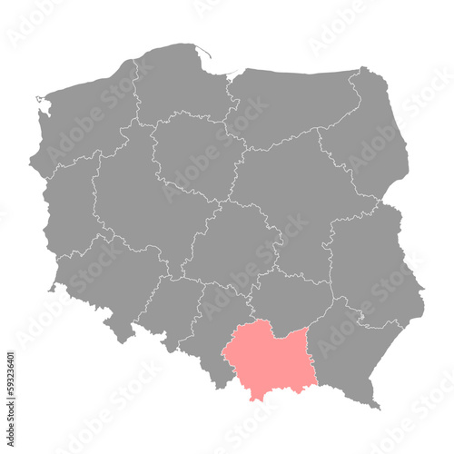 Lesser Poland Voivodeship map  province of Poland. Vector illustration.
