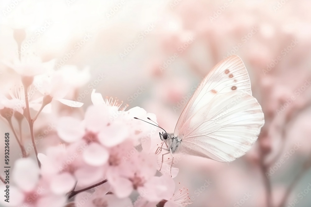 butterfly on flower in spring. Generative AI. butterfly on flower in spring. Generative AI.