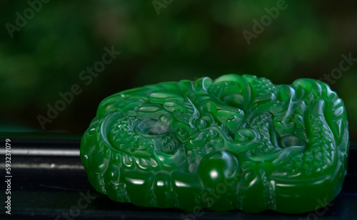 Green jade Carving It is a beautiful dragon..