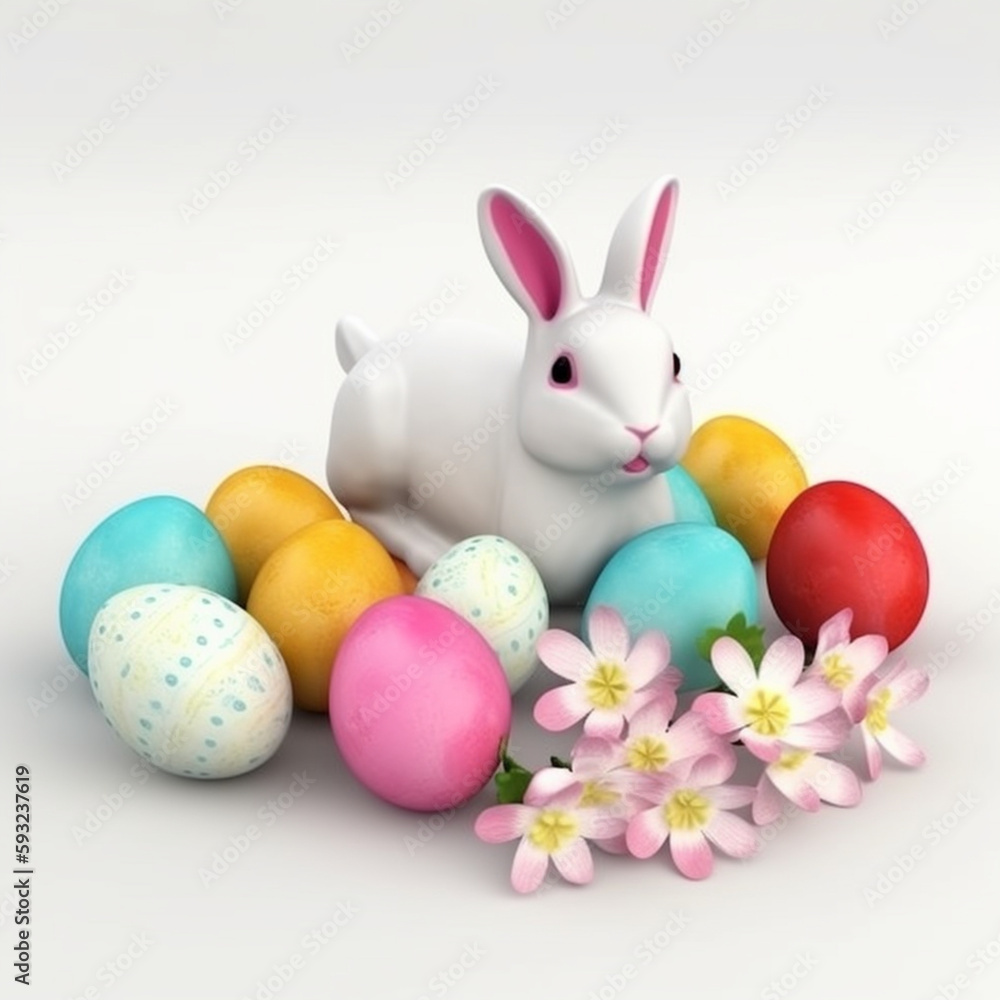 Fototapeta premium Easter Bunny On White Background