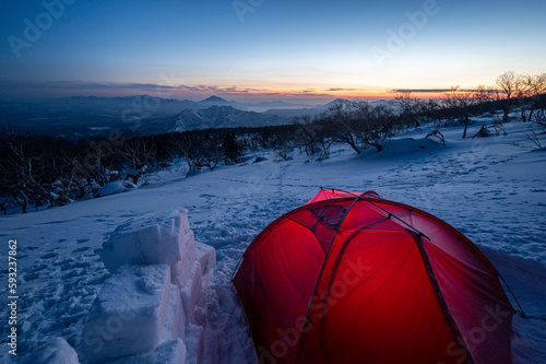 Tent mountain twilight