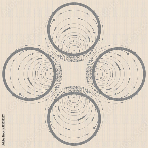 Abstraction. Motion of protons. Light beige background.