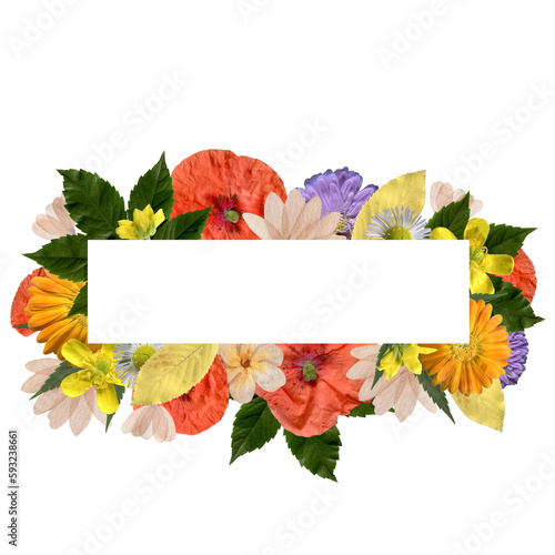 Flower frame isolated on white background.