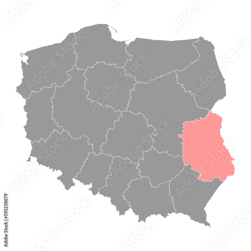 Lublin Voivodeship map, province of Poland. Vector illustration.