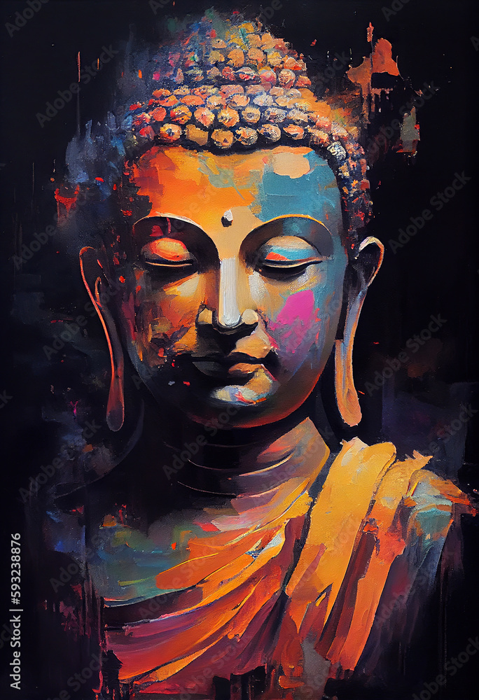 Generative AI illustration of buddha, aura of energy, surreal fantasy ...