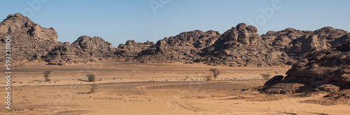 Panoramic picture of the Akakus desert in Libya
 photo