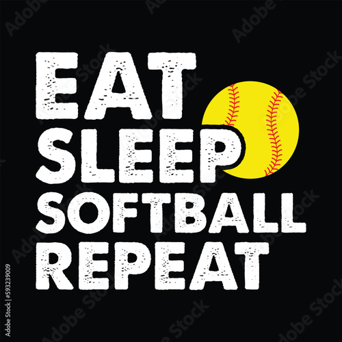 Eat Sleep Softball Repeat, Softball SVG