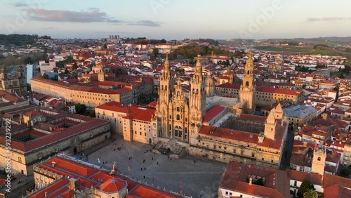 Aerial view of famous Cathedral of Santiago de Compostela. Travel destination in north of Spain Way of St James. Spain photo