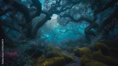 Mystical fairy dense forest, luminescent created with generative IA Technology, generative IA, IA, Generative 