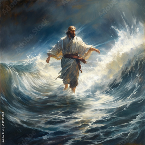 Jesus Christ Walking On Water Painting