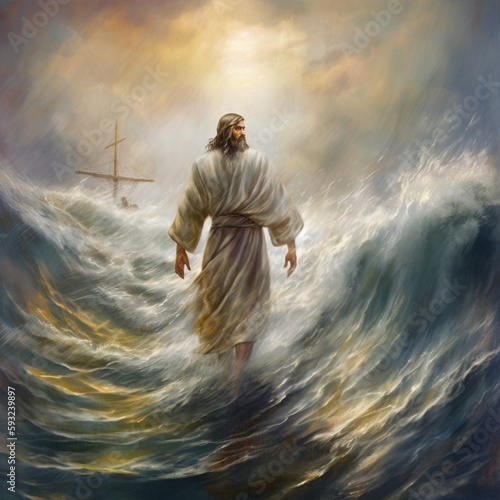 Jesus Christ Walking On Water Painting