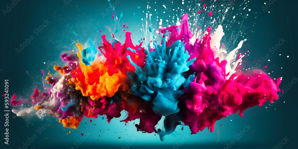 a frame with colorful explosions at the bottom of it