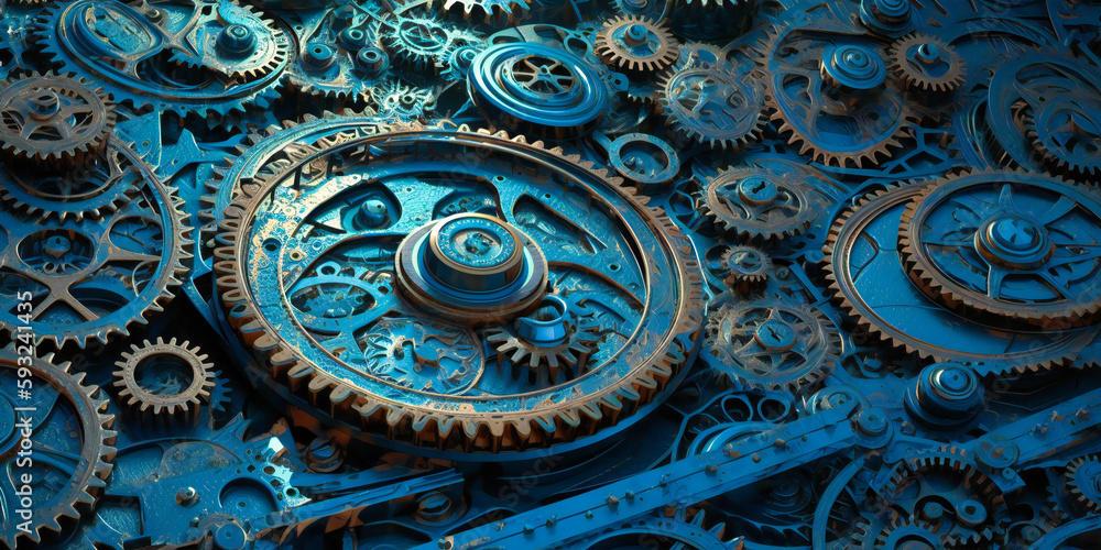 gears with blue backgrounds, gears with blue backgrounds,