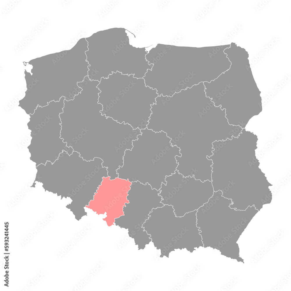 Fototapeta premium Opole Voivodeship map, province of Poland. Vector illustration.