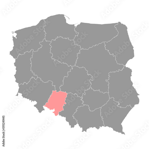 Opole Voivodeship map  province of Poland. Vector illustration.