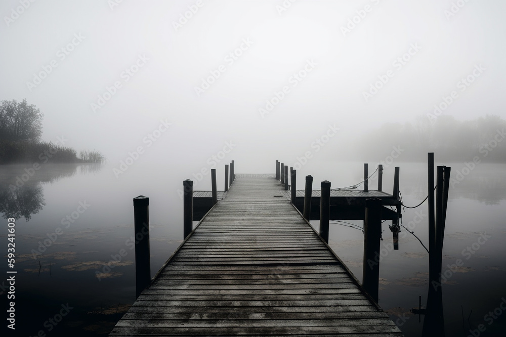 Dock at the Lake: Photo of Scenic Waterfront lake. Ai generated. Dock at the Lake: Photo of Scenic Waterfront lake. Ai generated.