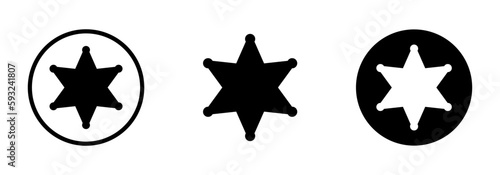 Set of sheriff stars. Design illustration of star western sheriff. Police vector icon.