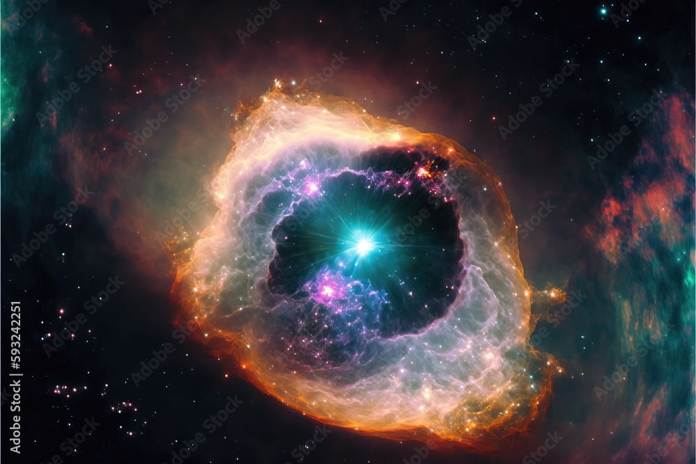 Glowing nebula with stars. Fantasy galaxy generative AI background Glowing nebula with stars. Fantasy galaxy generative AI background