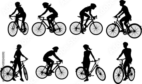 Bike and Bicyclist Silhouettes Set