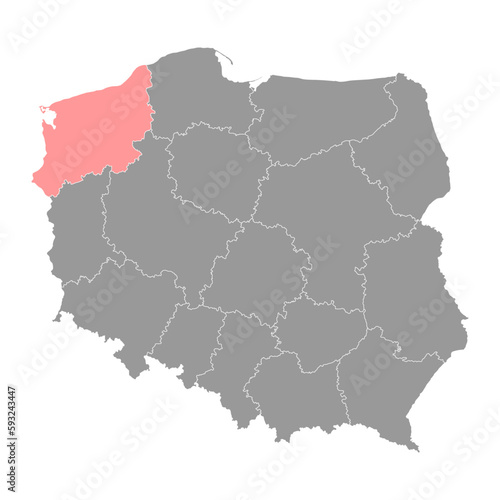 West Pomerania map, province of Poland. Vector illustration.