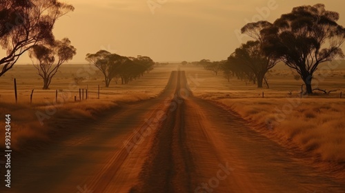 Dry and Dusty Australian Road under the Sun, Generative AI