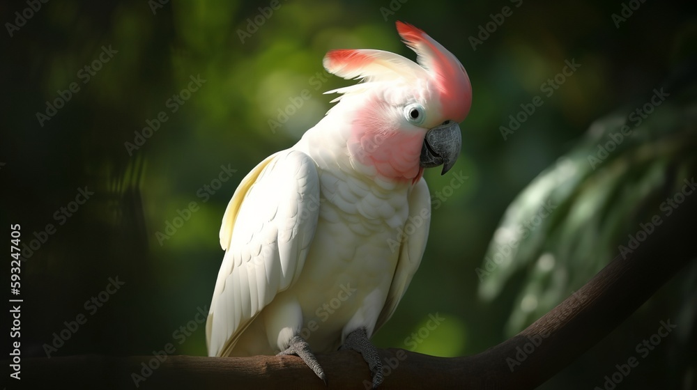 A beautiful Moluccan cockatoo perched on a branch A beautiful Moluccan cockatoo perched on a branch