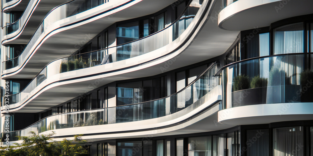 Fototapeta premium modern structure with curved balconies on side