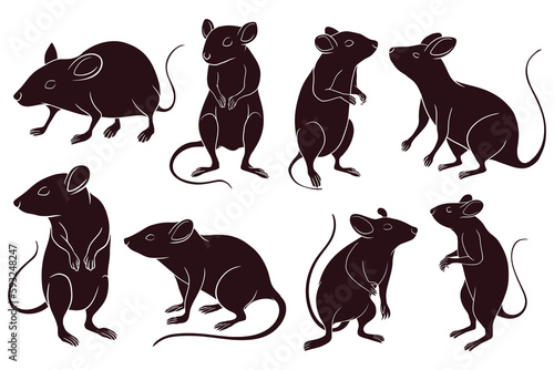 hand drawns silhouette of rats. vector illustration