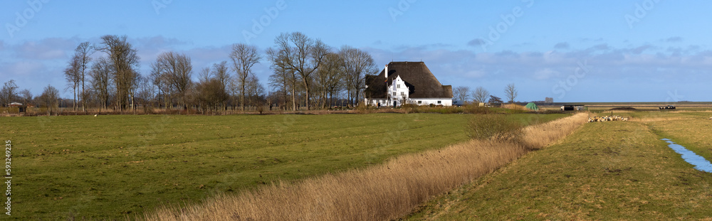 Roter Haubarg, Kreis Nordfriesland, Halbinsel Eiderstedt, Schleswig-Holstein, Deutschland