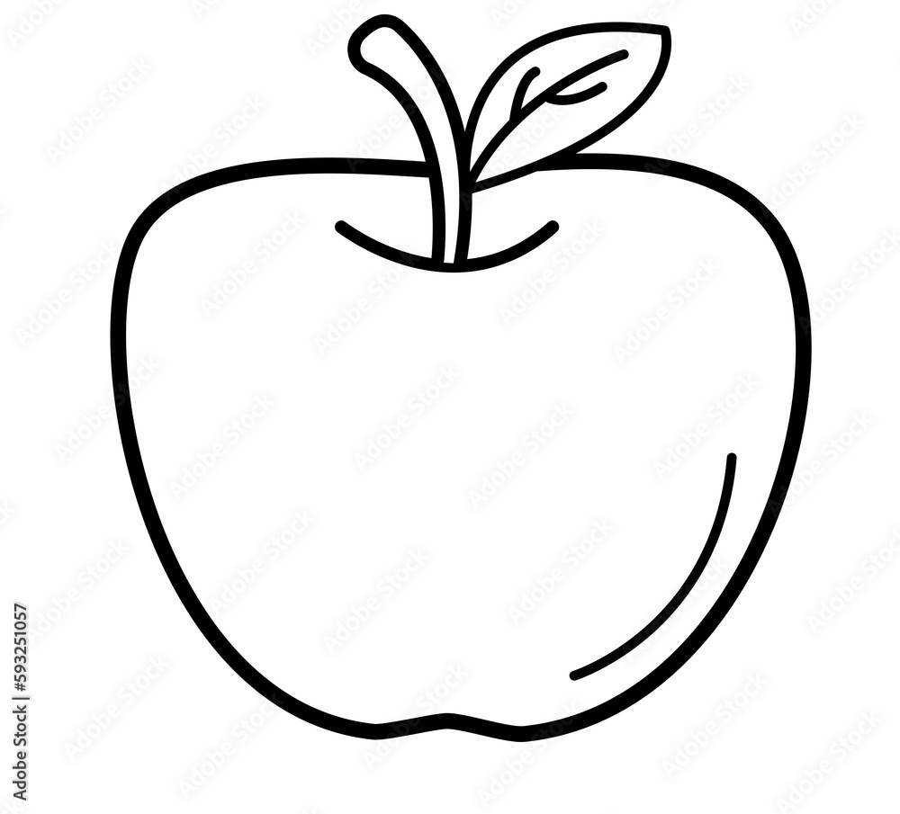 Illustration of a apple fruit without color. Cartoon draw, apple icon. Free illustration Illustration of a apple fruit without color. Cartoon draw, apple icon. Free illustration