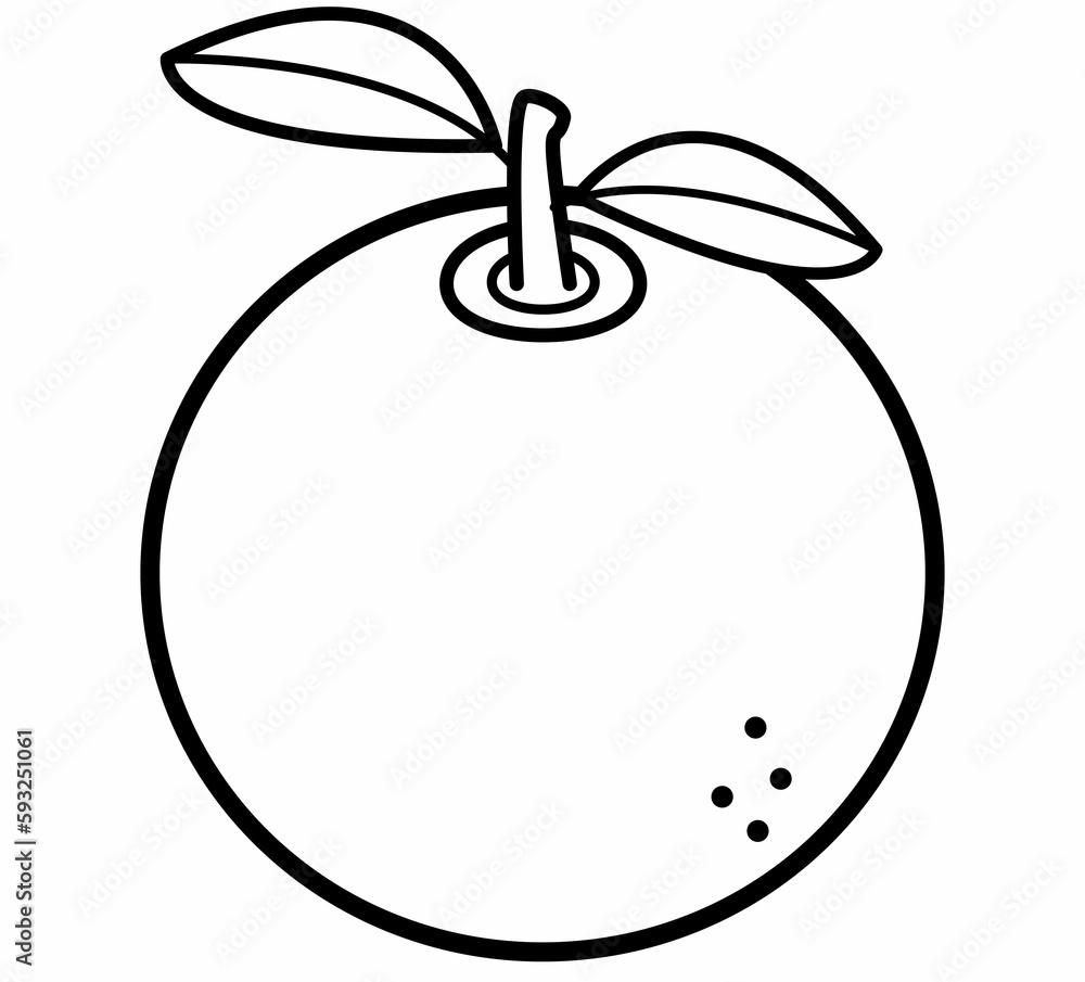 Illustration of orange without color. Cartoon draw, orange icon. Free ...