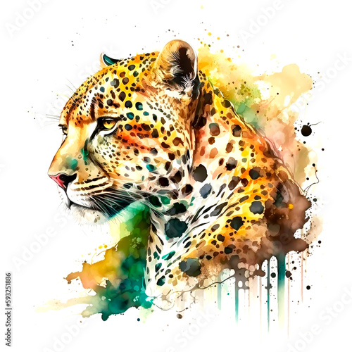 colorful brazilian jaguar illustration wallpaper, Generate AI