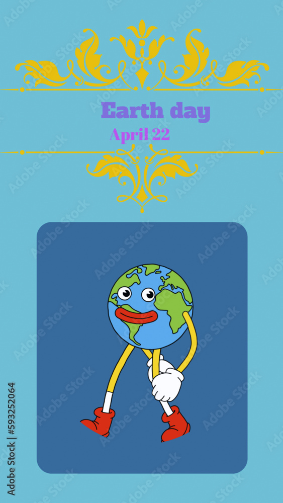 Fototapeta premium modern vintage and retro earth day greetings design template vector, illustration