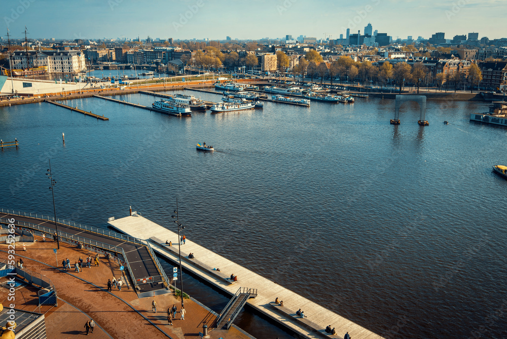 Panoramic view of Amsterdam.