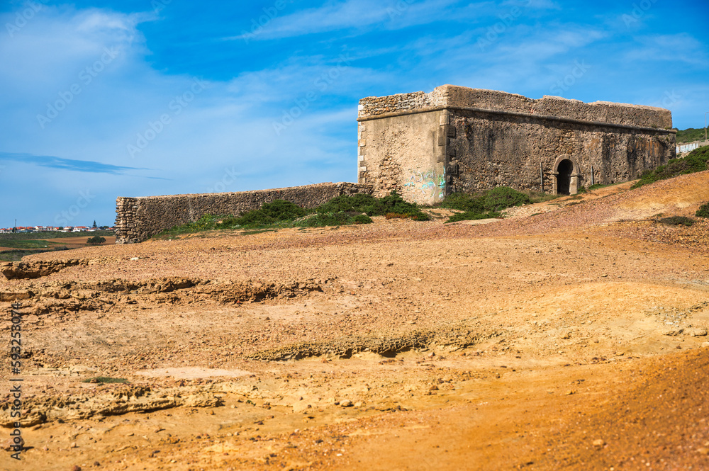 view of Mil regos fort in Ericeira village in Portugal.
