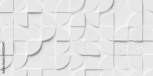 Fototapeta Naklejka Na Ścianę i Meble -  Rotated abstract offset large white polygon geometrical quarter circle pattern background wallpaper banner flat lay top view from above close up