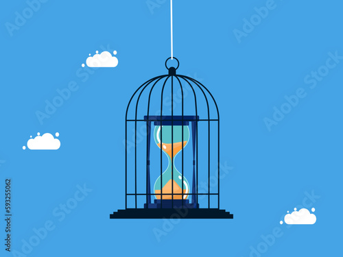 imprisonment or time control Lock your watch in the birdcage. concept of business vector