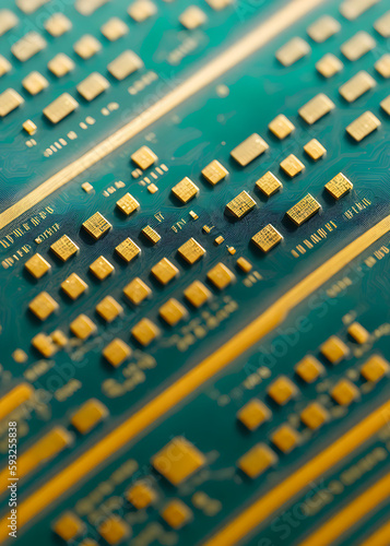 Futuristic AI Circuit Boards Seamless on Left and Right Edges photo