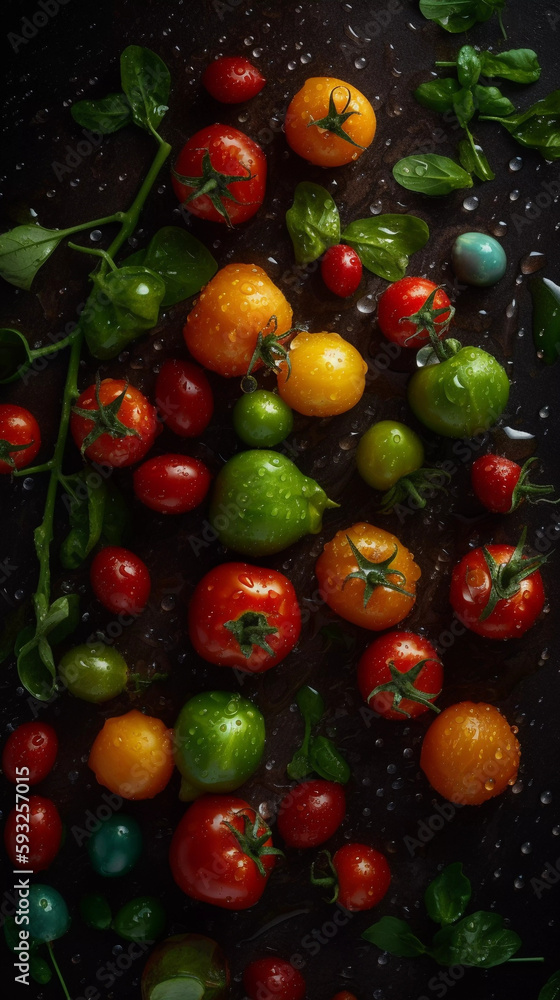 Realistic vegetables in drops, studio photo Realistic vegetables in drops, studio photo