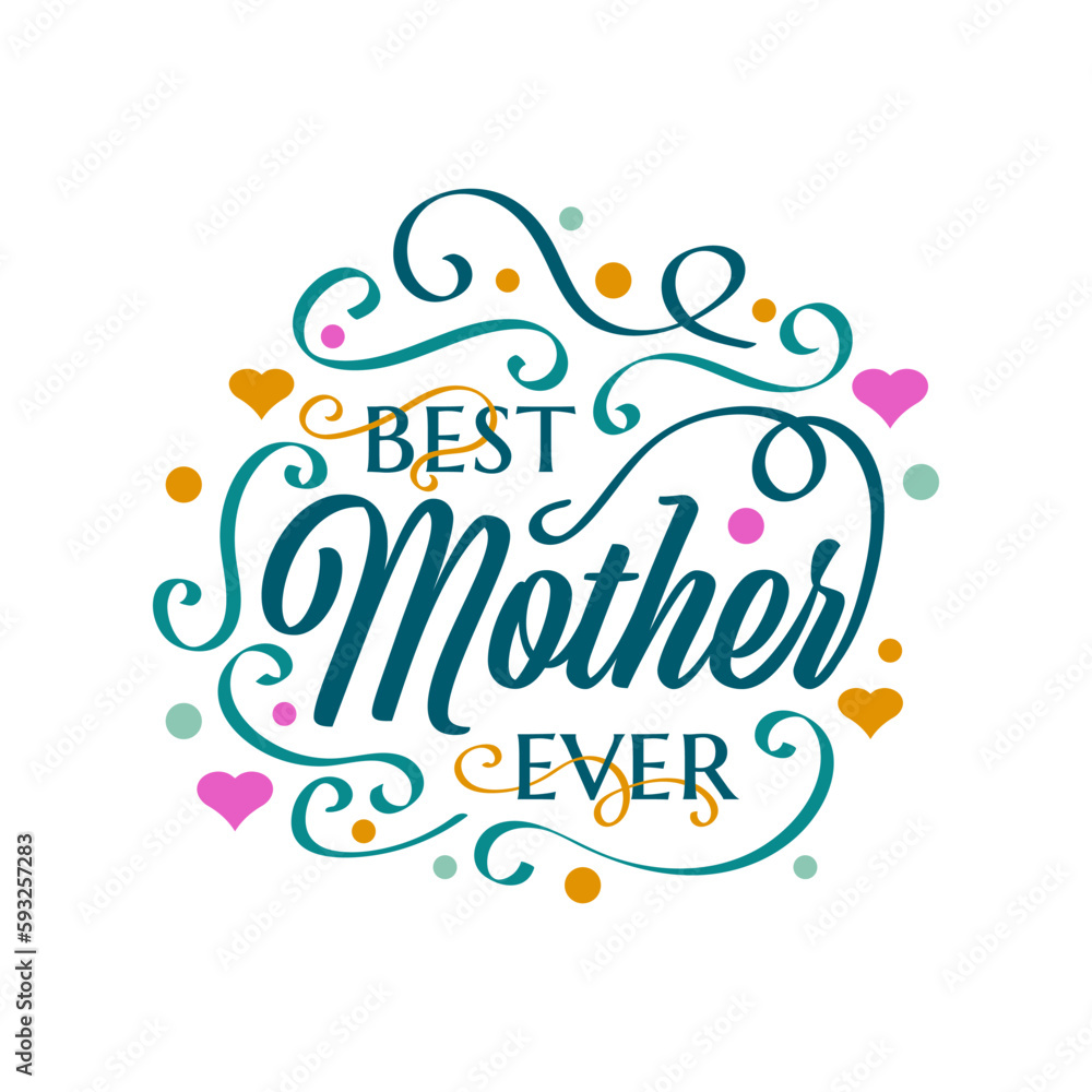 Happy Mother's Day Lettering with Colorful Doodle Style. Can be Used for Greeting Card, Poster, Banner, or T Shirt Design