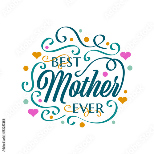 Happy Mother's Day Lettering with Colorful Doodle Style. Can be Used for Greeting Card, Poster, Banner, or T Shirt Design