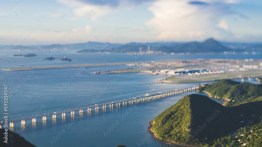 Beautiful view of the sea in Hong Kong on a sunny day