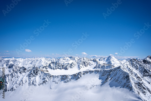 View of the mountains from a height of 3440 m in Pitztal, Austria