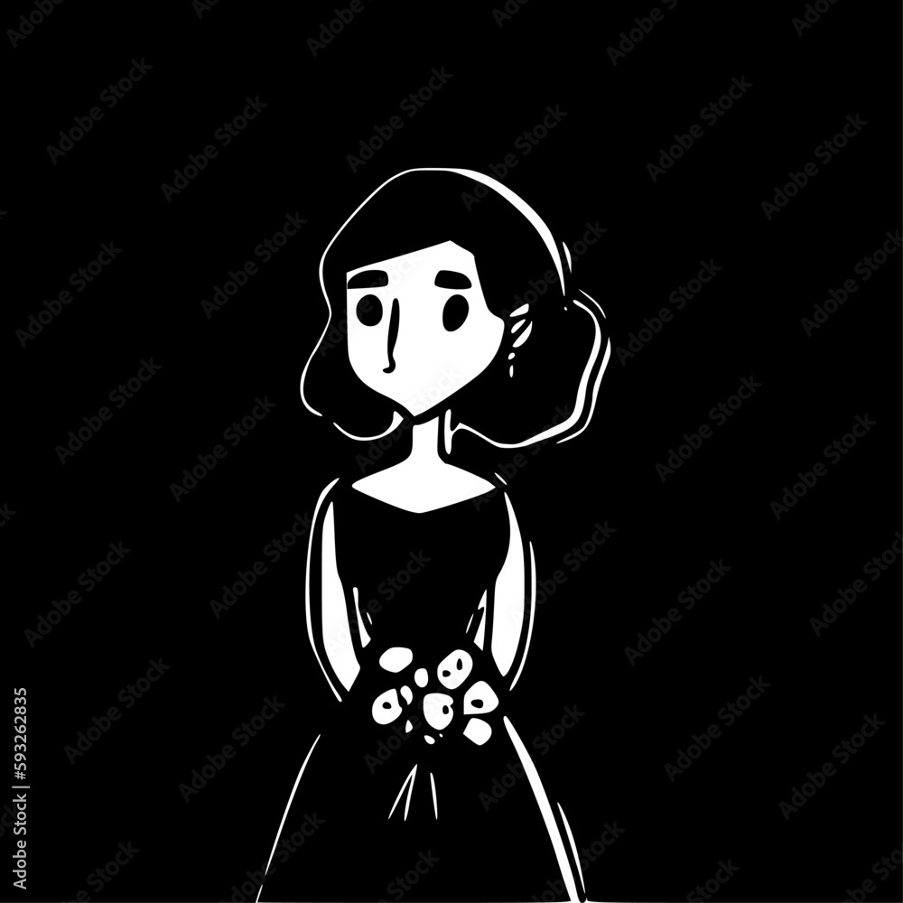 Bridesmaid | Black and White Vector illustration Bridesmaid | Black and White Vector illustration