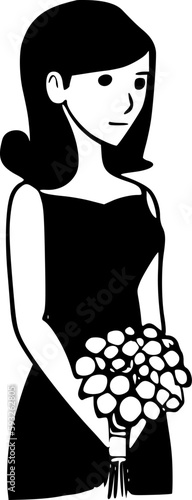 Bridesmaid - Black and White Isolated Icon - Vector illustration